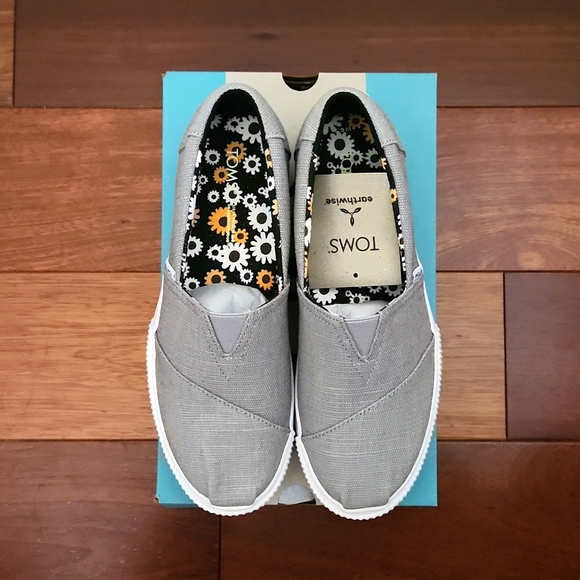 NWT TOMS Gray Alpargata Boardwalk Heritage Canvas platform espadrilles - Picture 5 of 6